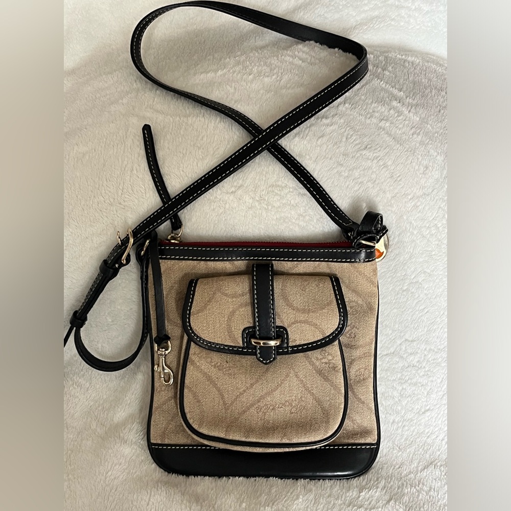 Dooney & Burke Canvas Crossbody Bag with Leather Trim